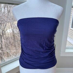 A New Day Navy Blue Violet Rusched Sides Sleeveless Tube Top Size Small